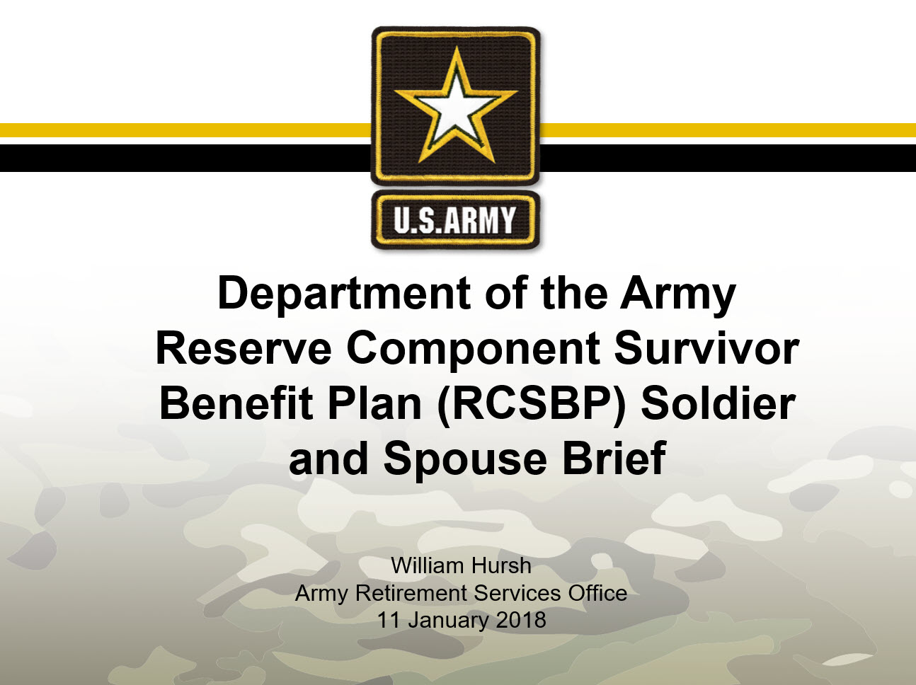 DA Reserve Component Survivor Benefit Plan (RCSBP) Soldier Brief - PPT